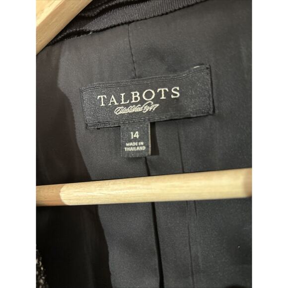 Talbots Lined Tweed Jacket Women’s Sz 14 Black/white - one Button Closure Blazer - Picture 2 of 7
